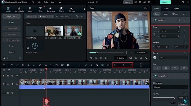Stap-voor-stap handleiding:Shake Blur-overgangen toepassen in Filmora 
