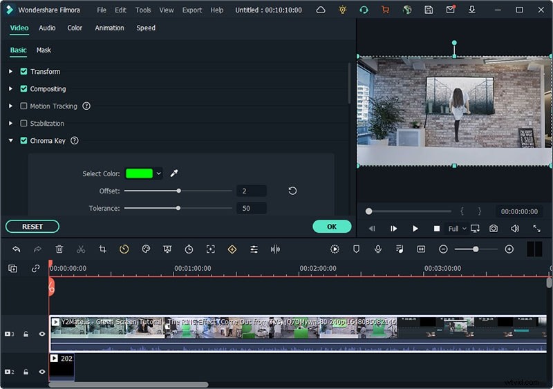 Tutorial de Filmora:Crea un efecto de vídeo Salir de la televisión - Guía paso a paso