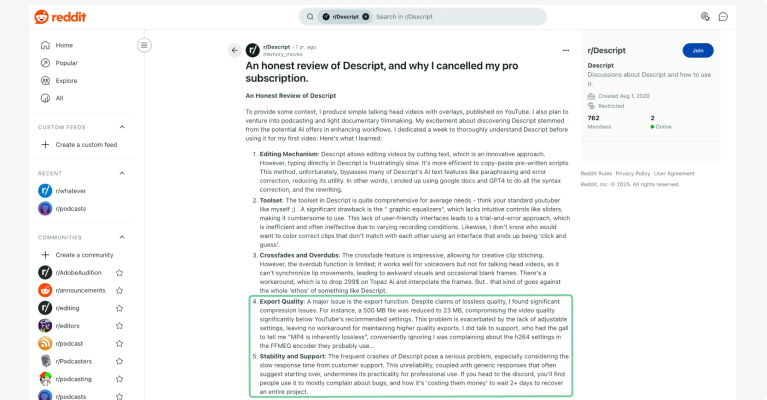 Top 9 beschrijvende alternatieven:beste concurrenten voor podcasters en video-editors in 2026