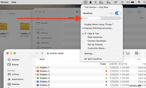 HazeOver:markeer actieve Windows op macOS Tahoe (verbeterde zichtbaarheid) 