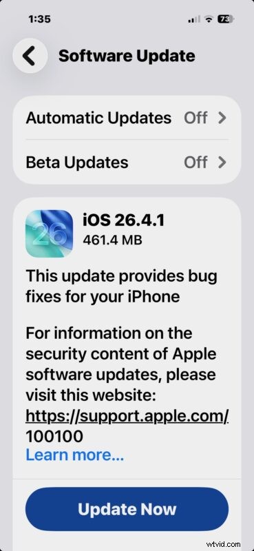 iOS 26.4.1 en iPadOS 26.4.1 uitgebracht:bugfixes inbegrepen 