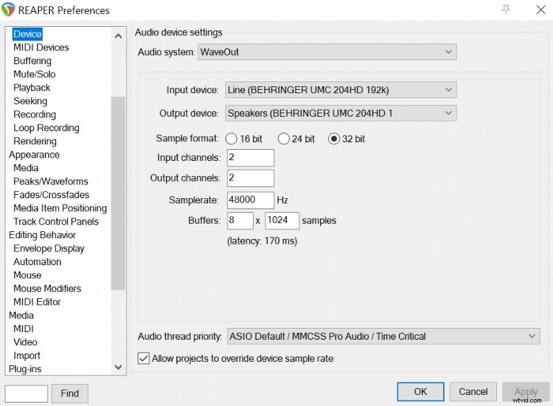Reaper:eenvoudig opname- en afspeelapparaten wijzigen (Voiceover-tip) 