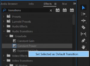 Přizpůsobení přechodů Premiere Pro:Rychlý průvodce 