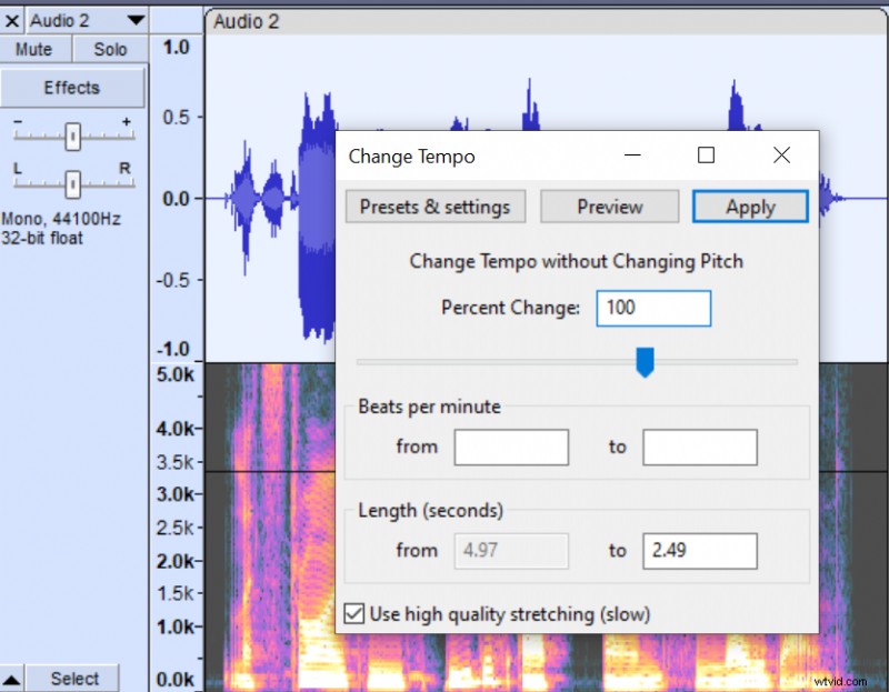 Audacity-tutorial:audiosnelheid en -tempo aanpassen (geen toonhoogteverandering) 