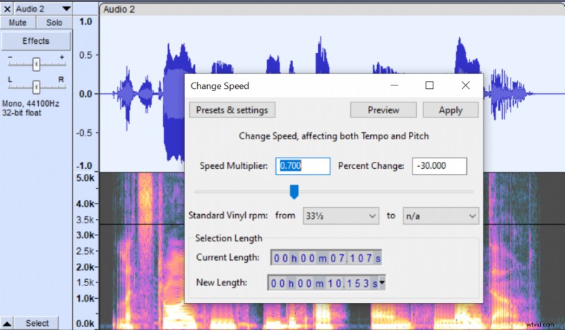 Audacity-tutorial:audiosnelheid en -tempo aanpassen (geen toonhoogteverandering) 