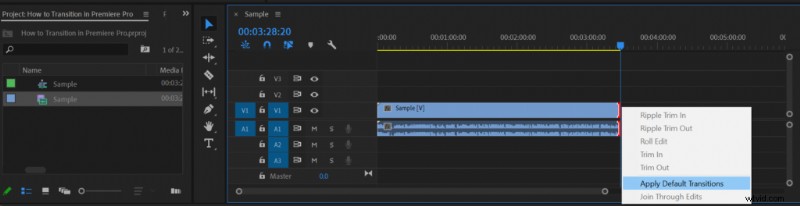 Premiere Pro:audio eenvoudig uitfaden met standaardovergangen 