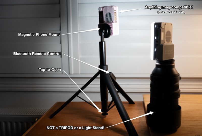 Revisión del trípode magnético para teléfono JustTap ™:portátil, estable e inteligente para iPhone 