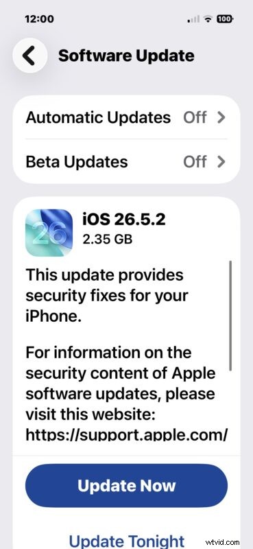 Apple、iOS 26.5.2 および iPadOS 26.5.2 セキュリティ アップデートをリリース – インストール方法 
