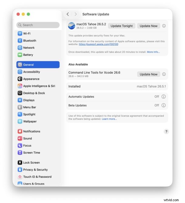 macOSTahoe26.5.2 セキュリティ アップデートが利用可能になりました – ダウンロードとインストール方法 